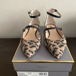 Louise et Cie Women's Leopard Print Ankle Strap Flats